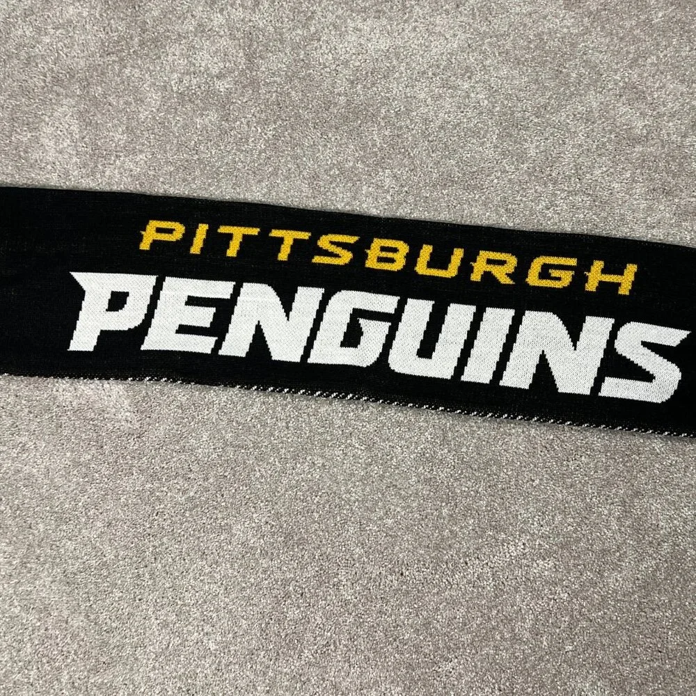 Adidas‎ Unisex One Size Yellow Black Pittsburgh Penguins NHL Hockey Scarf NWT